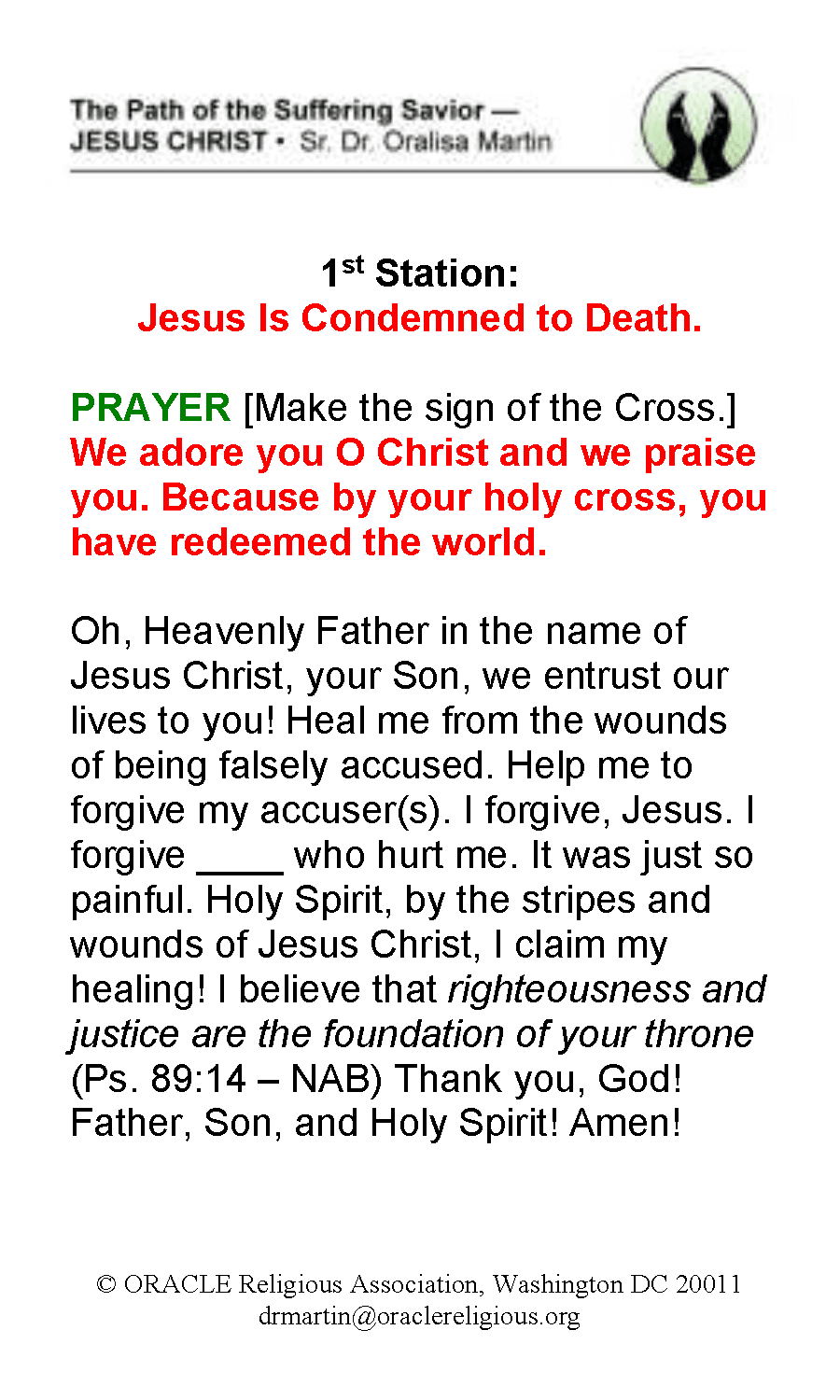 Conference Packet - Prayer Card